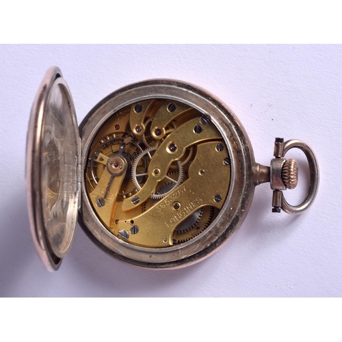 1787 - AN ANTIQUE NIELLO SILVER LONGINES POCKET WATCH. 61 grams. 3.5 cm wide.