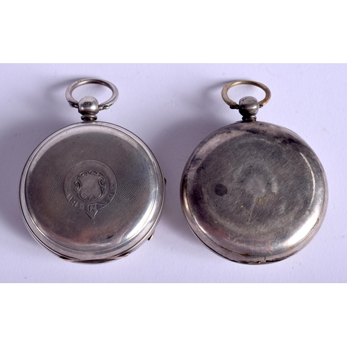 1788 - TWO ANTIQUE SILVER POCKET WATCHES. Chester 1871 & Birmingham 1892. 310 grams. (2)