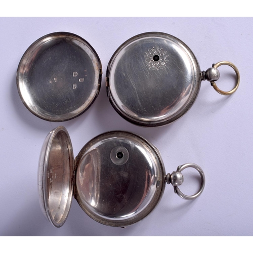 1788 - TWO ANTIQUE SILVER POCKET WATCHES. Chester 1871 & Birmingham 1892. 310 grams. (2)