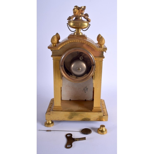 1793 - A LARGE 19TH CENTURY FRENCH SEVRES PORCELAIN AND ORMOLU MANTEL CLOCK painted with figures. 39 cm x 1... 