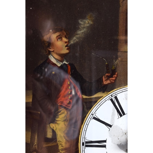 1794 - A VERY RARE 19TH CENTURY BLACK FOREST AUTOMATON CUCKOO CLOCK painted with a male smoking a pipe with... 