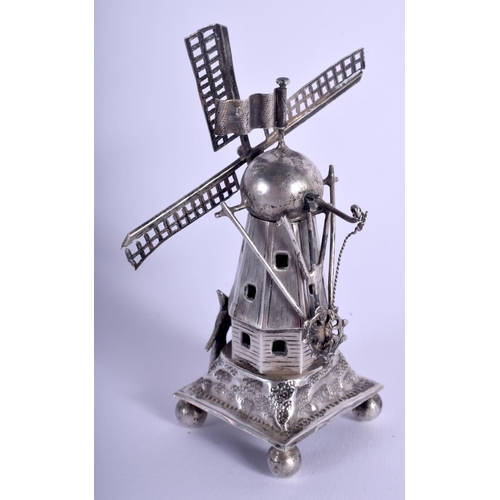 1812 - AN ANTIQUE DUTCH SILVER WINDMILL. 39.7 grams. 11 cm high.