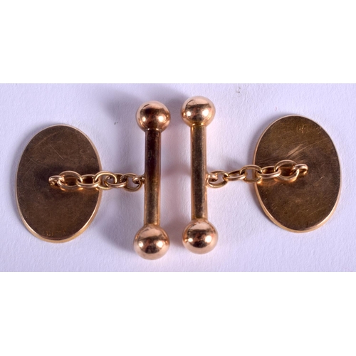 1813 - A PAIR OF 19TH CENTURY CHINESE GOLD CUFFLINKS. 4.8 grams.