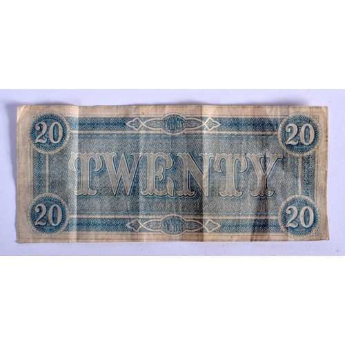 1868 - AN 1864 AMERICAN CONFEDERATES STATES AMERICA 20 DOLLAR BILL.