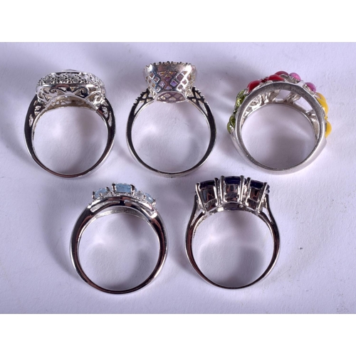 1871 - FIVE SILVER RINGS. (5)