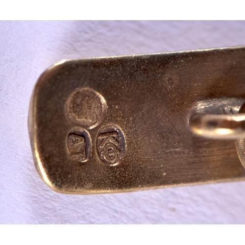 1890 - A PAIR OF CONTINENTAL JEWELLED SILVER GILT CUFFLINKS. 21 grams.