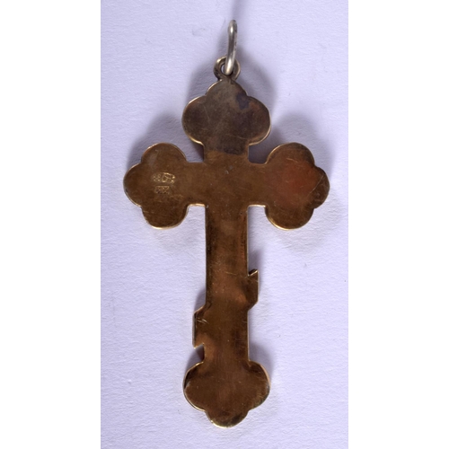 1939 - A CONTINENTAL SILVER AND ENAMEL CROSS. 5 cm x 3.25 cm.