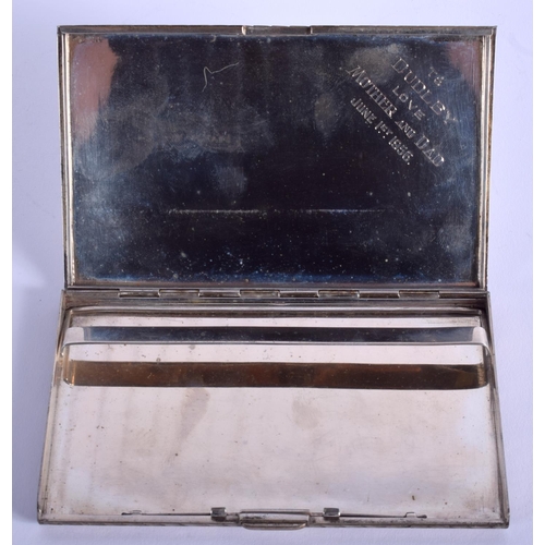 1945 - A LARGE CONTINENTAL SILVER CIGARETTE CASE. 185 grams. 13 cm x 7.5 cm.