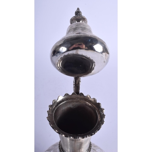 1992 - A GOOD LARGE MIDDLE EASTERN TURKISH SILVER EWER decorated with motifs, tughra mark. 1135 grams. 34 c... 