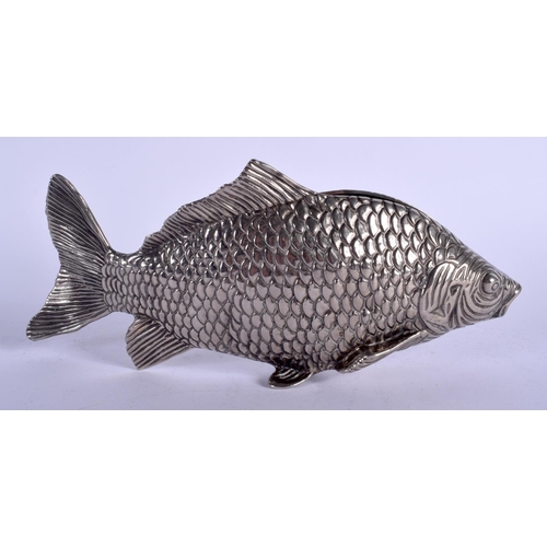 1996 - A 1930S SILVER PLATED LETTER HOLDER modelled as a fish. 283 grams. 20 cm x 11 cm.