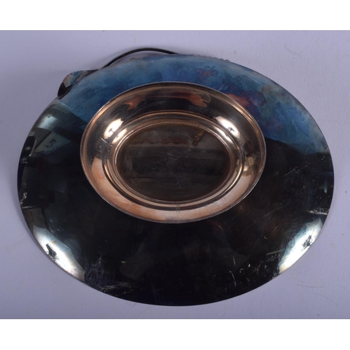 1999 - AN ARTS AND CRAFTS DESIGN DANISH WHITE METAL DISH. 172 grams. 16 cm x 12 cm.