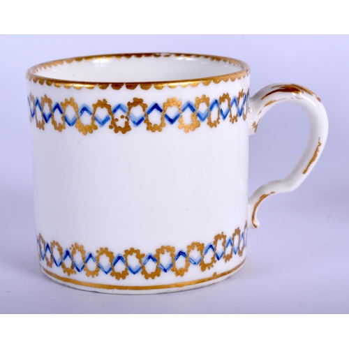 200 - Sevres demi tasse coffee can painted with zigzag blue ribbon and gilt leafy swags date code for 1780... 