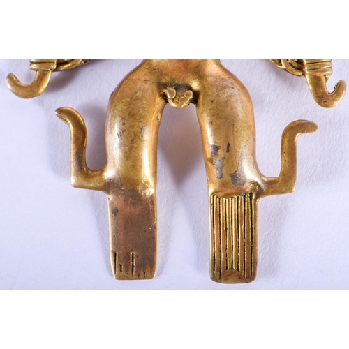 2016 - A VERY RARE EARLY SOUTH AMERICAN GOLD ALLOY TRIBAL EFFIGY PENDANT possibly Columbian, Tairona Cultur... 