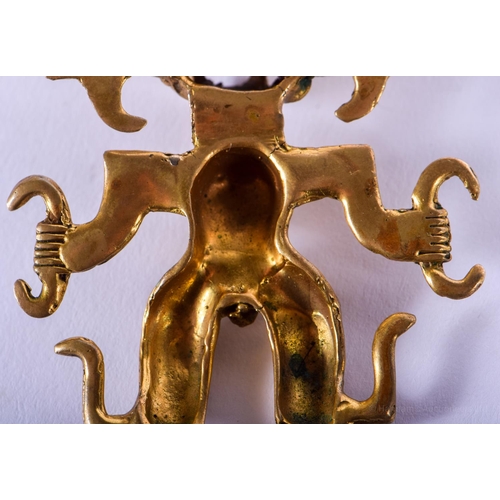 2016 - A VERY RARE EARLY SOUTH AMERICAN GOLD ALLOY TRIBAL EFFIGY PENDANT possibly Columbian, Tairona Cultur... 