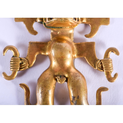 2016 - A VERY RARE EARLY SOUTH AMERICAN GOLD ALLOY TRIBAL EFFIGY PENDANT possibly Columbian, Tairona Cultur... 