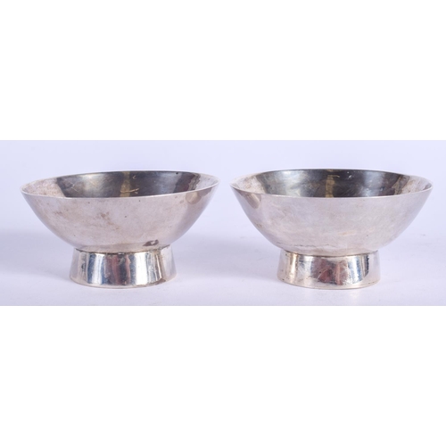 2027 - A PAIR OF 1960S SILVER CANDLE HOLDERS. Birmingham 1961. 95 grams. 5.5 cm wide.