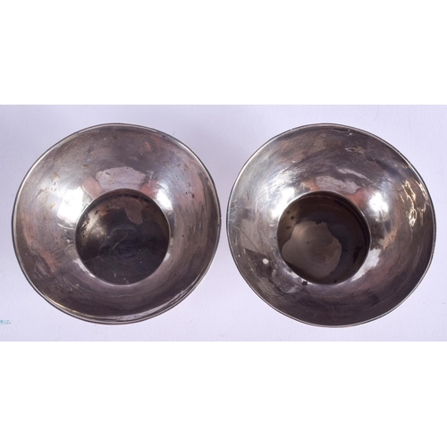 2027 - A PAIR OF 1960S SILVER CANDLE HOLDERS. Birmingham 1961. 95 grams. 5.5 cm wide.