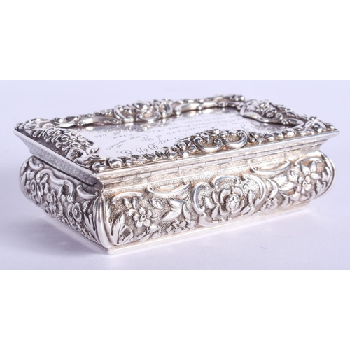 2030 - A MID 19TH CENTURY SILVER SNUFF BOX. Birmingham 1842. 141 grams. 8.5 cm x 5 cm.