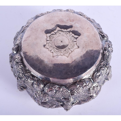 2039 - AN ANTIQUE MIDDLE EASTERN ASIAN SILVER BUDDHISTIC BOWL. 299 grams. 16 cm wide.