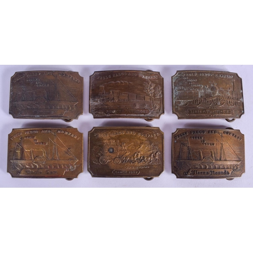 2050 - SIX VINTAGE TIFFANY & CO BRASS BELT BUCKLES. Largest 9.5 cm x 6.5 cm. (6)