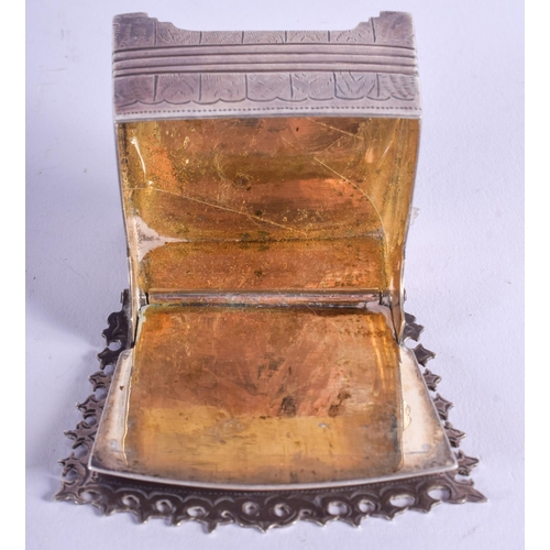 2053 - A RARE ANTIQUE CONTINENTAL SILVER SALT BOX in the form of a chair. 95 grams. 8 cm x 6.5 cm.