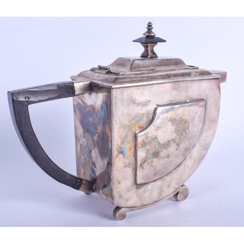 2069 - AN ART DECO INDIAN SILVER TEAPOT. 591 grams. 24 cm x 18 cm.