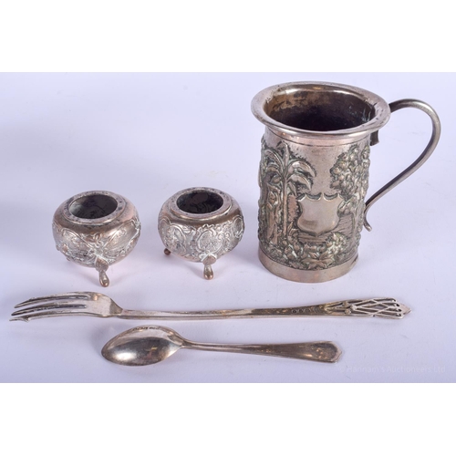 2087 - ASSORTED ANTIQUE SILVER including a fork. 193 grams. (qty)