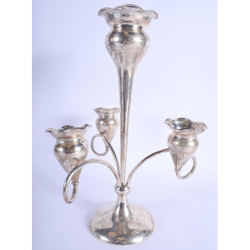 2094 - A LARGE ART NOUVEAU SILVER POSY VASE. Chester 1909. 1033 grams weighted. 37 cm x 18 cm.