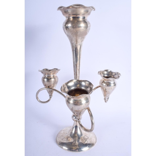 2094 - A LARGE ART NOUVEAU SILVER POSY VASE. Chester 1909. 1033 grams weighted. 37 cm x 18 cm.