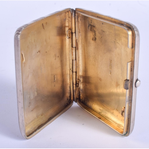 2107 - AN ANTIQUE RUSSIAN SILVER CIGARETTE CASE. 135 grams. 7.25 cm x 8.5 cm.