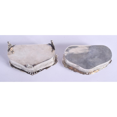 2124 - TWO ANTIQUE SILVER DRESSING TABLE BOXES. 291 grams. Largest 11 cm x 9 cm. (2)