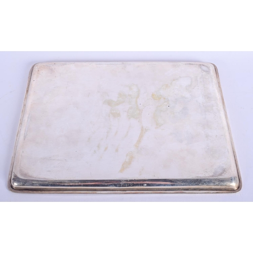 2128 - AN ANTIQUE SILVER TRAY. Birmingham 1922. 415 grams. 27 cm x 21 cm.