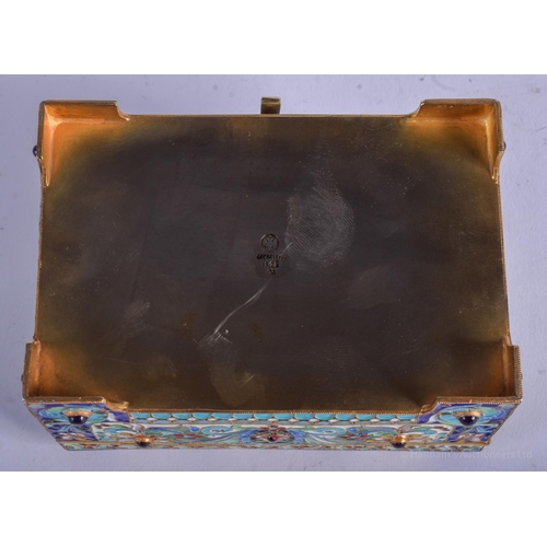 2129 - A LARGE CONTINENTAL JEWELLED SILVER AND ENAMEL CASKET decorated with flowers. 538 grams. 12 cm x 7 c... 