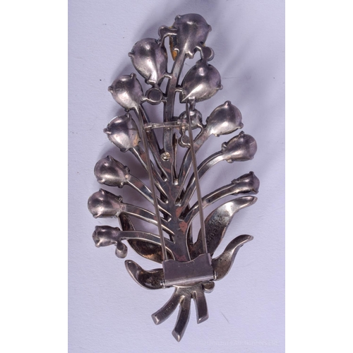 2150 - A VINTAGE SILVER EISENBERG PASTE BROOCH. 10 cm x 5 cm.