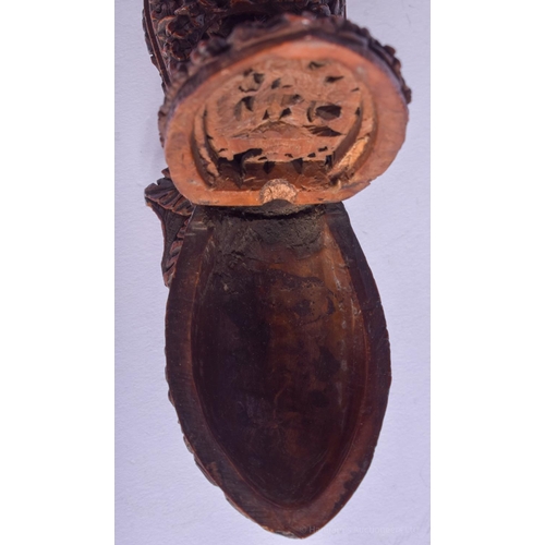 2176 - A GOOD 19TH CENTURY CONTINENTAL CARVED FRUIT COQUILLA NUT SNUFF BOX with double ends. 15 cm x 4 cm.