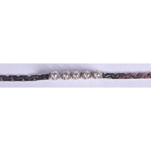 2221 - A 14CT WHITE GOLD AND DIAMOND BRACELET. 4.8 grams. 17 cm x 0.3 cm.