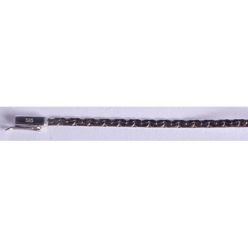 2221 - A 14CT WHITE GOLD AND DIAMOND BRACELET. 4.8 grams. 17 cm x 0.3 cm.