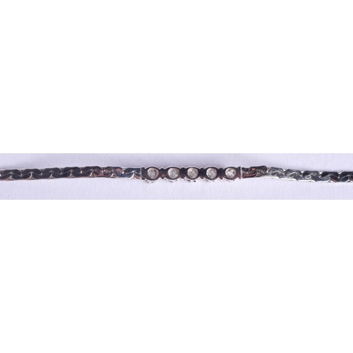 2221 - A 14CT WHITE GOLD AND DIAMOND BRACELET. 4.8 grams. 17 cm x 0.3 cm.