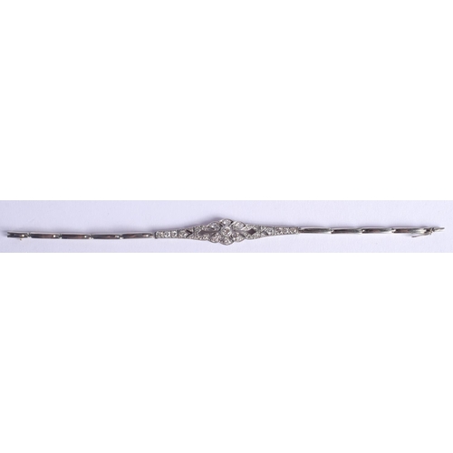 2222 - AN ANTIQUE WHITE GOLD AND DIAMOND BRACELET. 9 grams. 16.5 cm x 1 cm.