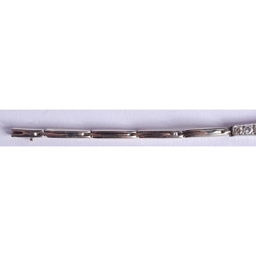 2222 - AN ANTIQUE WHITE GOLD AND DIAMOND BRACELET. 9 grams. 16.5 cm x 1 cm.