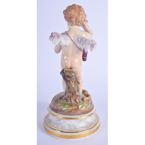 224 - A 19TH CENTURY MEISSEN PORCELAIN FIGURE OF CUPID modelled nude upon a marbled base. 21 cm high.