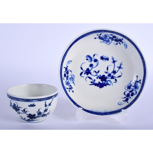 265 - 18th c. Tournay or Arras tea bowl and saucer with under glaze decoration.