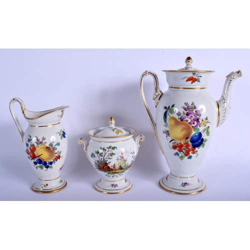 277 - A GOOD EARLY 20TH CENTURY MEISSEN PORCELAIN TEASET ON TRAY painted with 18th century classical scene... 