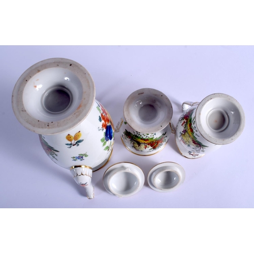 277 - A GOOD EARLY 20TH CENTURY MEISSEN PORCELAIN TEASET ON TRAY painted with 18th century classical scene... 