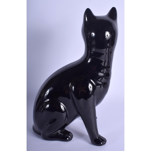 283 - A LARGE BRETBY FIGURE OF A BLACK CAT in the manner of Emille Galle. 35 cm x 18 cm.