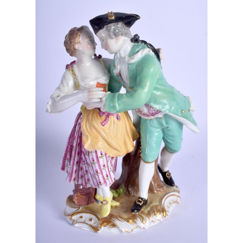 285 - A FINE MID 18TH CENTURY MEISSEN FIGURE OF DANCERS C1760 modelled upon a gilt painted base. 17 cm x 8... 