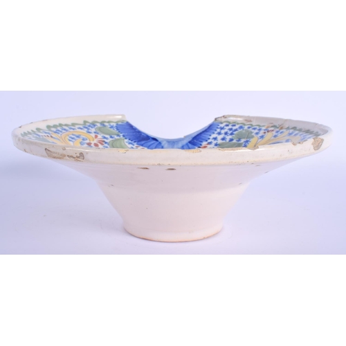 291 - A 19TH CENTURY FRENCH FAIENCE POTTERY BARBERS SHAVING BOWL painted with birds. 23 cm wide.