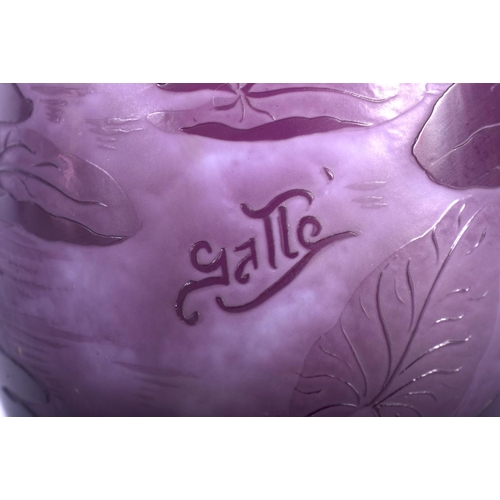 31 - A GOOD LARGE ART NOUVEAU CAMEO GLASS VASE by Emile Galle (1846-1904) Nancy, decorated with flowering... 