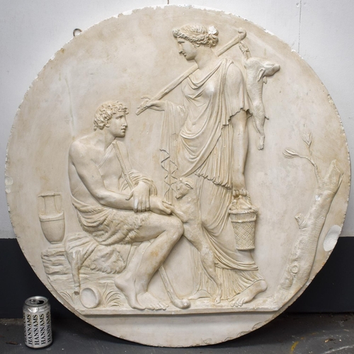 312 - A VERY UNUSUAL 19TH CENTURY PLASTER WALL PLAQUE of monumental proportions, decorated with classical ... 