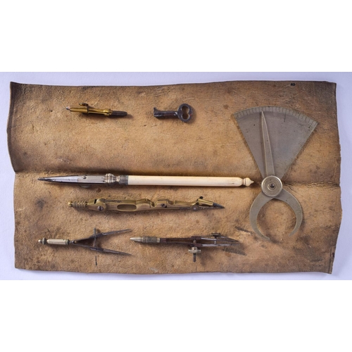 318 - THREE ANTIQUE SCIENTIFIC CASED DRAWING INSTRUMENT SETS. Largest 25 cm x 16 cm. (3)